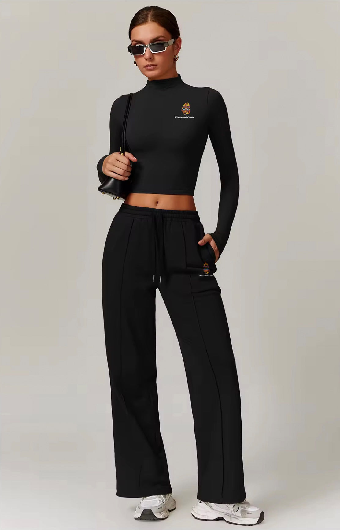Mock Neck Long Sleeve Crop Top