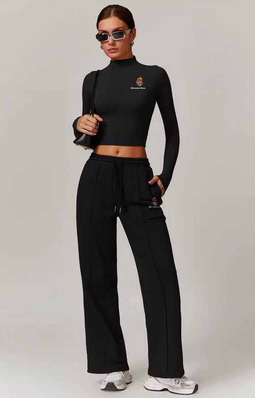 Mock Neck Long Sleeve Crop Top