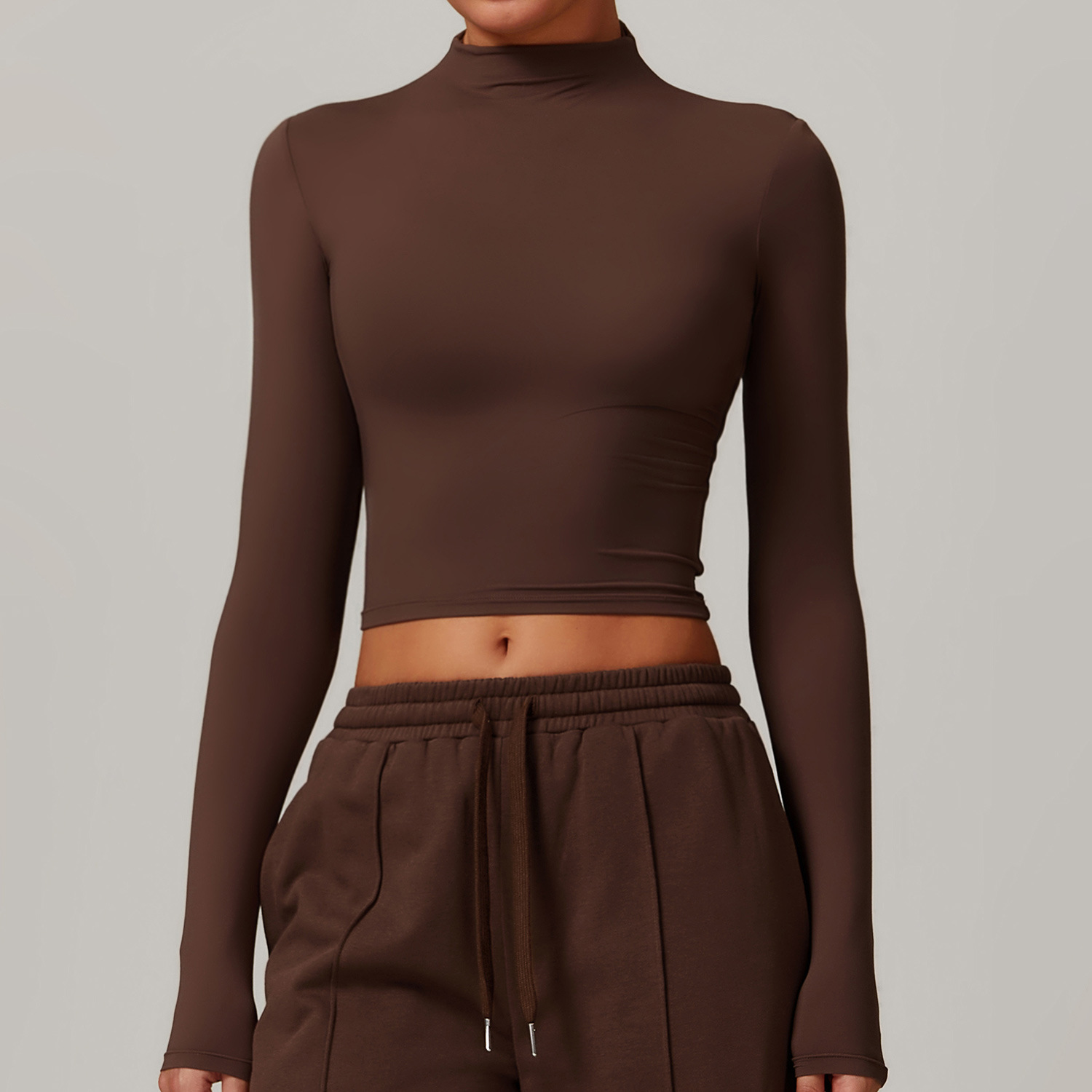 Mock Neck Long Sleeve Crop Top